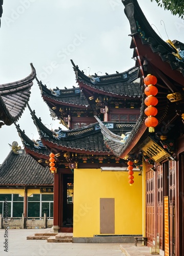 Guanyin Pavilion ancient architecture scenery in Zhaobao Mountain scenic area, Zhenhai District, Ningbo City, Zhejiang Province, China photo