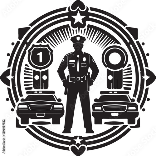 traffic police silhouette victor design