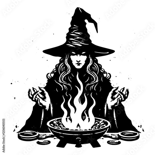Witch Cooking a Potion