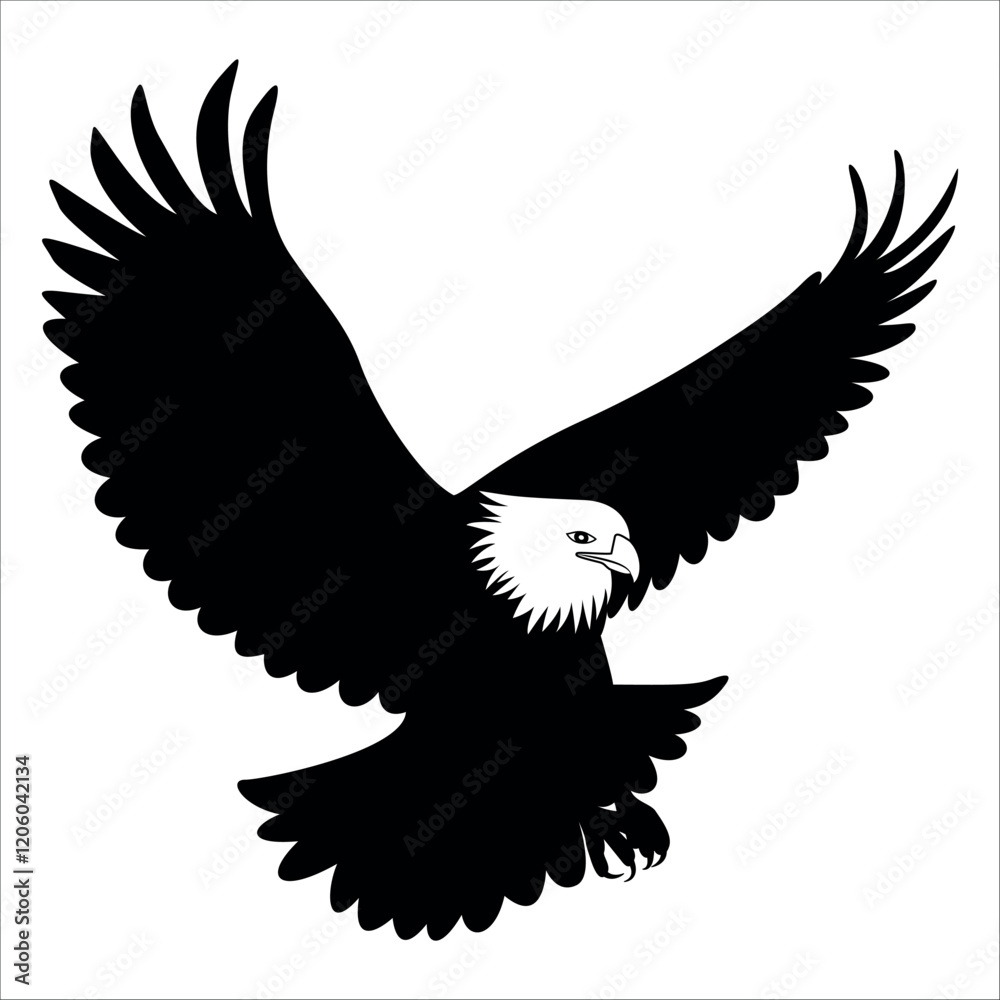 Obraz premium American Eagle Bird Silhouette Vector illustration