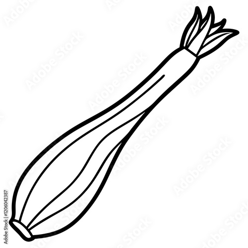 Minimalist Leek Line Art Vector