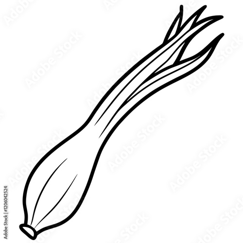 Minimalist Leek Line Art Vector