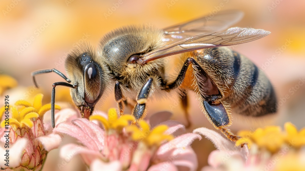 Bee Pollination in a Vibrant Garden Nature Scene Macro Close-Up Insect Behavior Ecosystem Importance Bee Pollination in a Vibrant Garden Nature Scene Macro Close-Up Insect Behavior Ecosystem Importance
