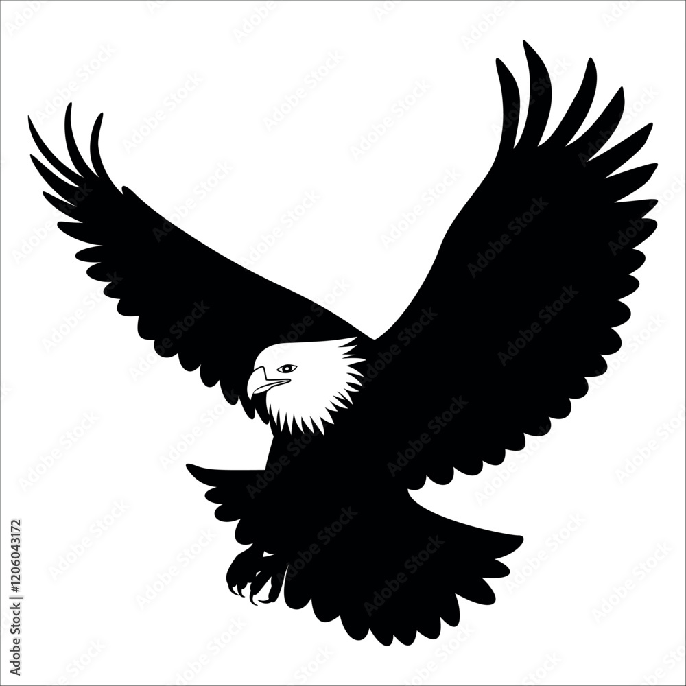 Obraz premium American Eagle Bird Silhouette Vector illustration