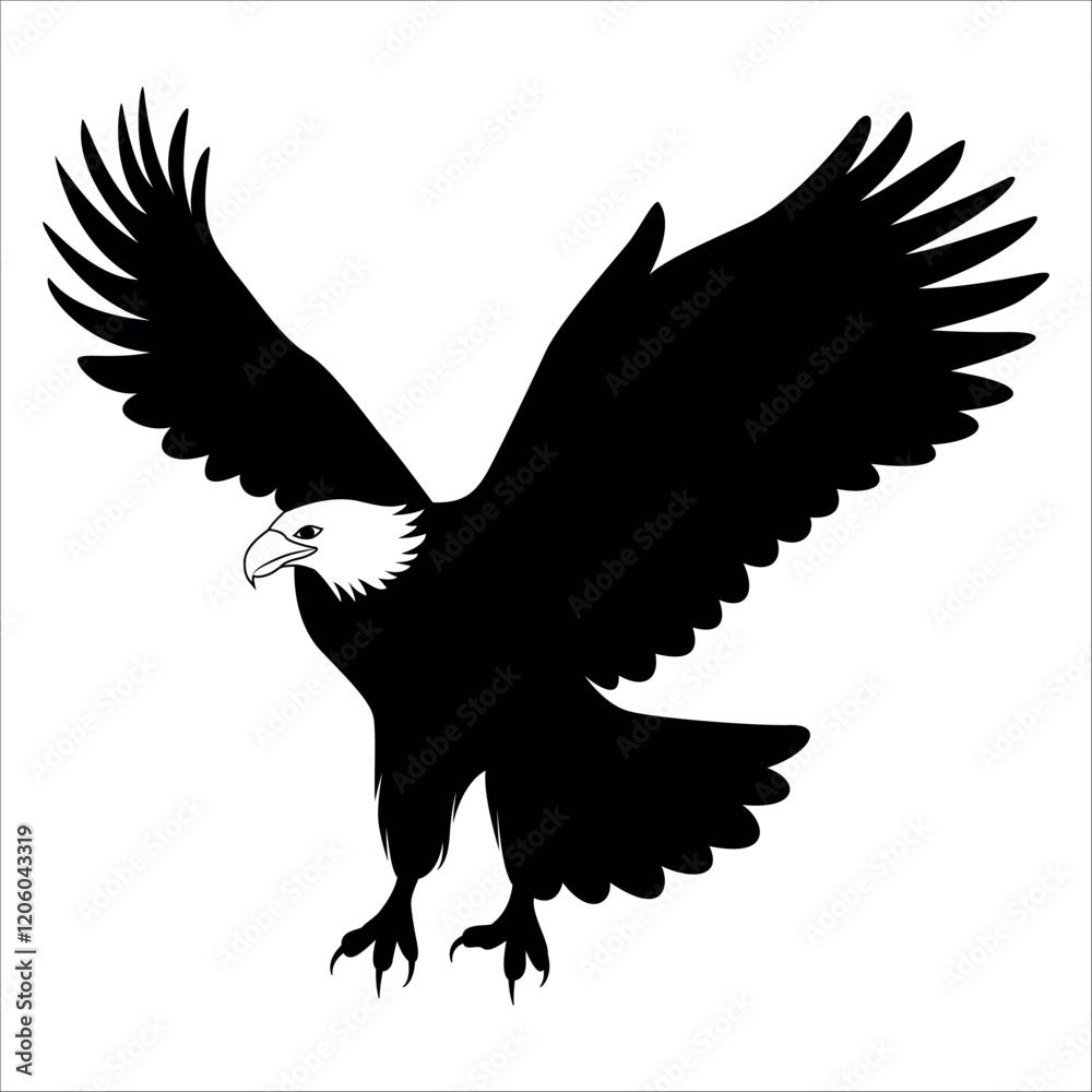 Obraz premium American Eagle Bird Silhouette Vector illustration