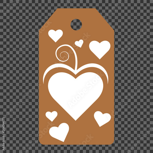 Set of gift or price tags shapes with hearts and love. Realistic Cardboard label,tags,shopping gift card with string collection. Vector templates for cutting. Valentine's Day tag stencils.