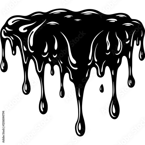  Current drops silhouette. Inks, paint, liquid, oil, molten circles Vector illustration 