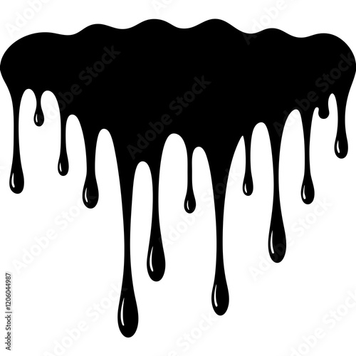 Current drops silhouette. Inks, paint, liquid, oil, molten circles set. Vector illustration 