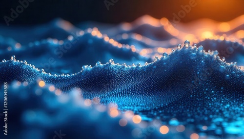 Abstract Dynamic Blue and Orange Particle Landscape