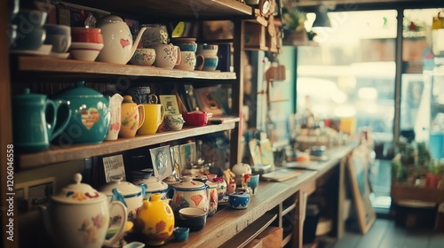 Wallpaper Mural A Charming Collection of Teapots and Teacups in a Cozy Shop Torontodigital.ca