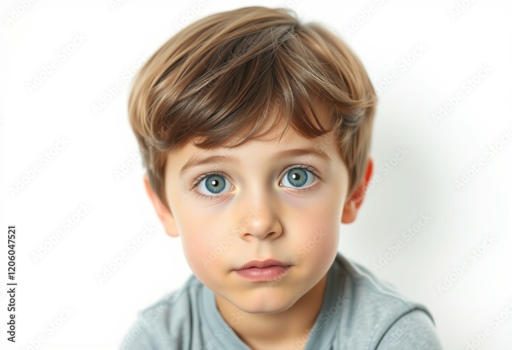 Portrait of a 6-year-old boy with brown hair and blue eyes Portrait of a 6-year-old boy with brown hair and blue eyes