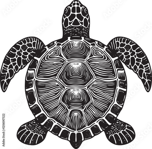 Black and white turtle drawing, suitable for laser engraving and printing on various souvenirs