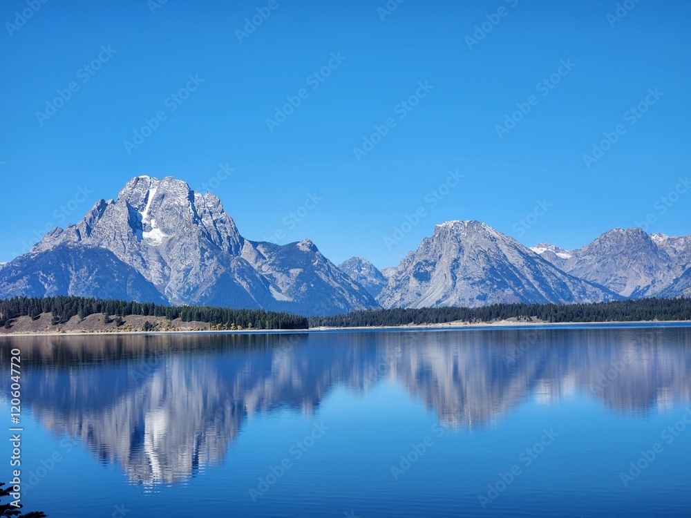 Naklejka premium lake reflection, in Wyoming, Grand Tetons, national Park