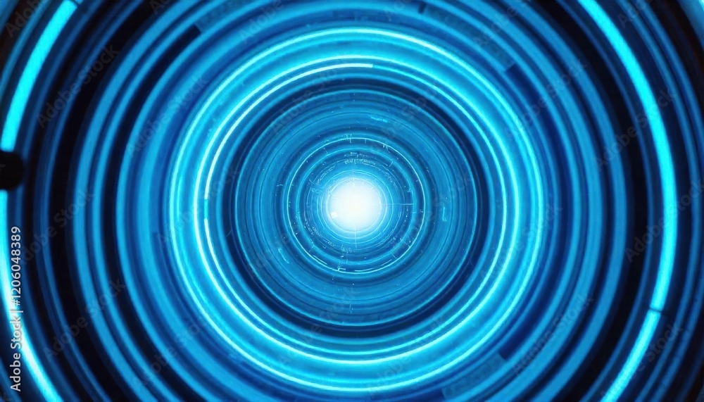 Abstract Futuristic Portal: Concentric Blue Circles Radiating Energy and Light Abstract Futuristic Portal: Concentric Blue Circles Radiating Energy and Light
