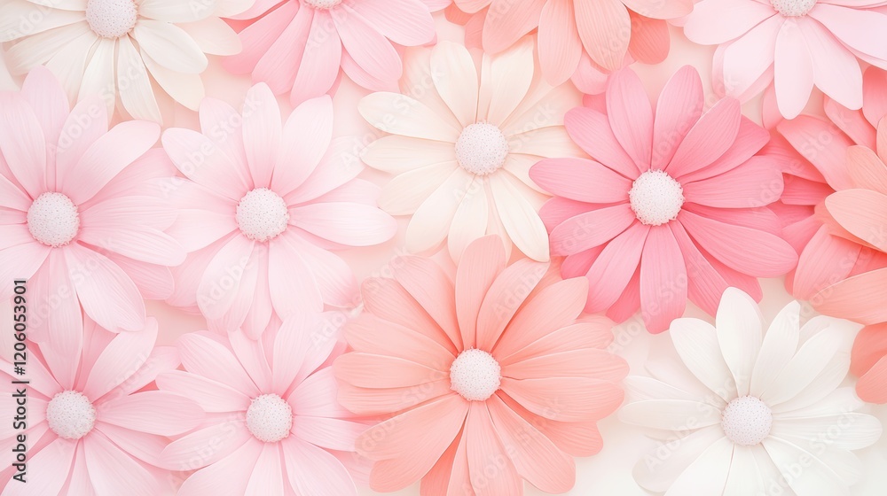 Delicate Pink and White Flowers Creating a Soft Floral Background Delicate Pink and White Flowers Creating a Soft Floral Background