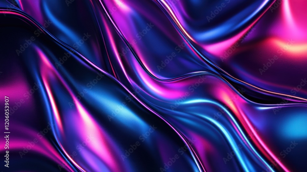 Obraz premium High-end modern background with metallic reflections, futuristic holographic elements, and vibrant neon accents, ideal for luxury and tech visuals 
