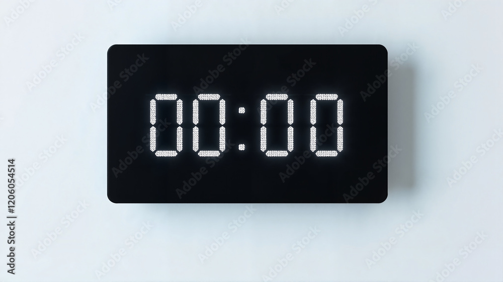 minute without time, Digital clock showing zero time on a simple white background with copy space minute without time, Digital clock showing zero time on a simple white background with copy space