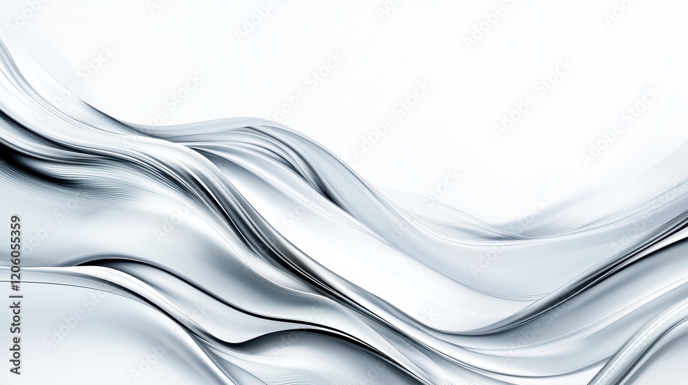 Naklejka premium Elegant Flowing Abstract Waves in Soft Monochrome Tones