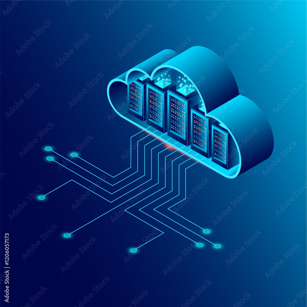 Fototapeta premium Cloud Technology Website Illustration Vector Design