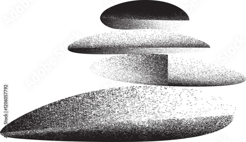 Balance concept .Stack of stones. Balancing stones . Spa rock tower. Minimal art design . Balance of irregular gritty. Harmony symbol. Spa stones in balance .Zen stones .Pebble tower .vector 