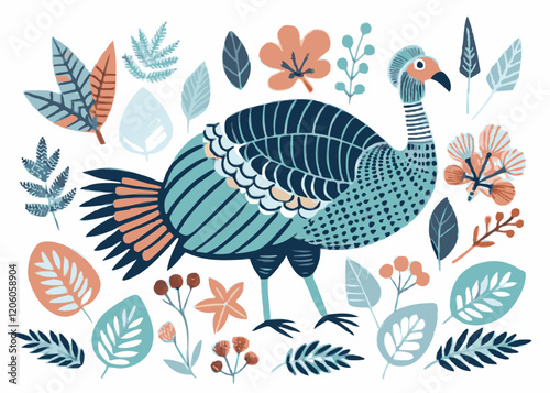 Wild turkey icon clipart avatar logotype Artistic vector marine design element on a transparent background