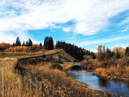 Autumn Lake with Beaver Dam