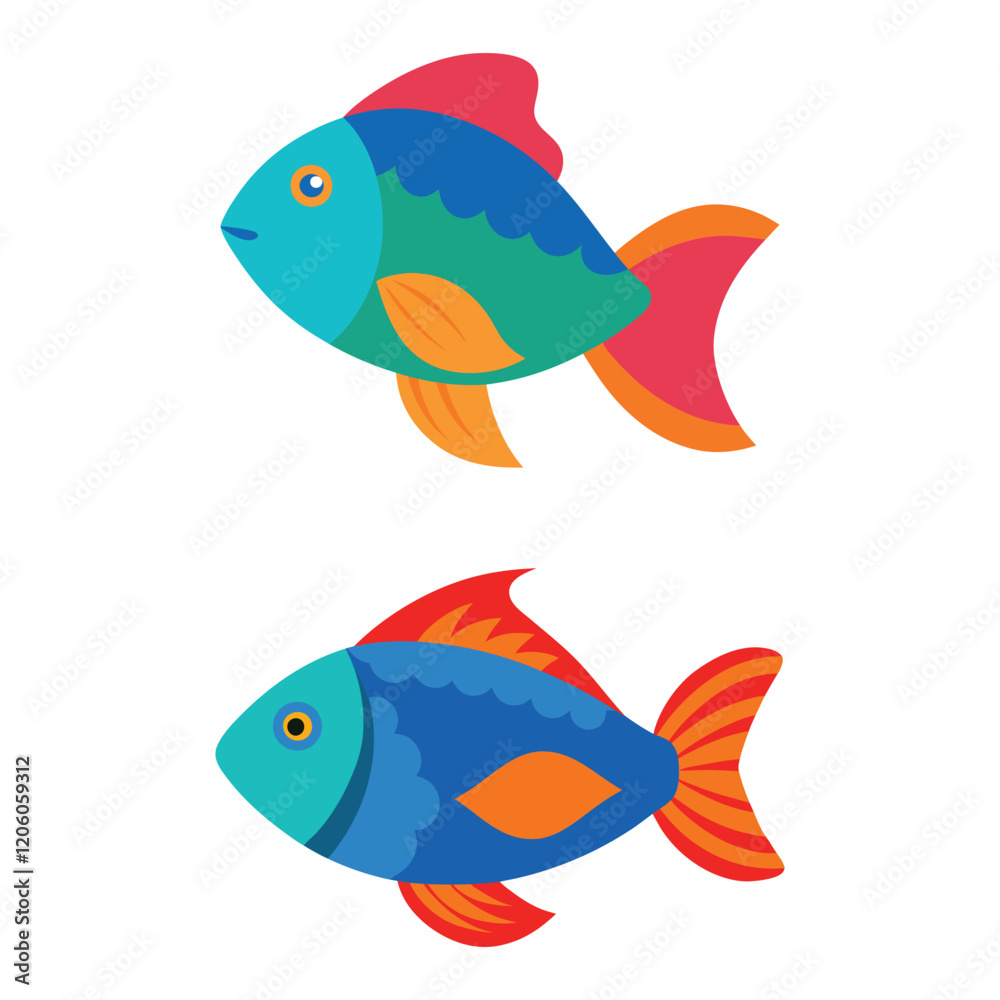 Fototapeta premium parrotfish vector illustration set