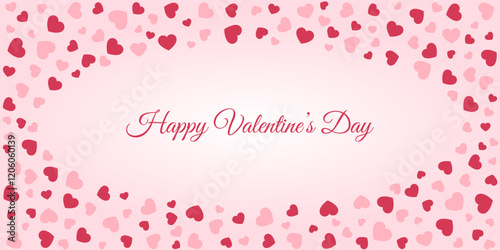 Frame of hearts with space for text. Romantic background. Happy Valentine's Day card. Vector illustration.