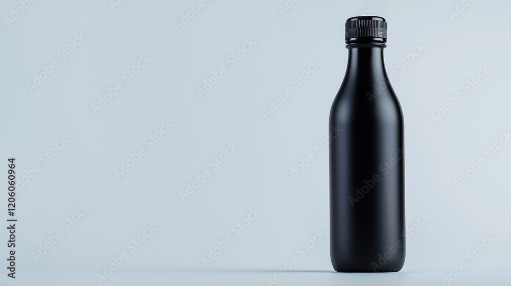 Sleek Black Bottle on Minimalist Background for Modern Designs