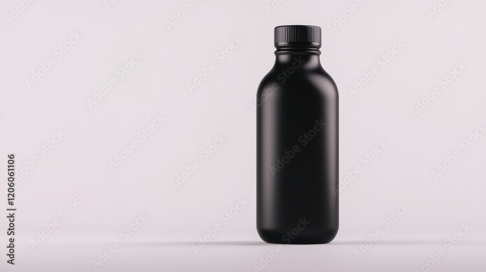 Sleek Black Bottle on Minimalistic Background for Stylish Product Display Sleek Black Bottle on Minimalistic Background for Stylish Product Display