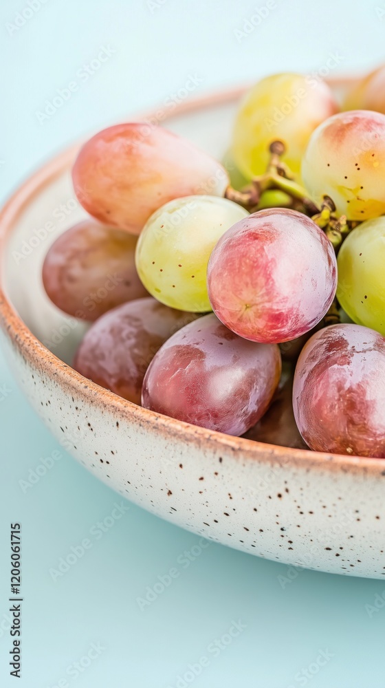 A pastel-inspired composition featuring juicy grapes in a spotted porcelain bowl. The bright, seasonal fruit is captured from above, blending simplicity with organic beauty. A pastel-inspired composition featuring juicy grapes in a spotted porcelain bowl. The bright, seasonal fruit is captured from above, blending simplicity with organic beauty.