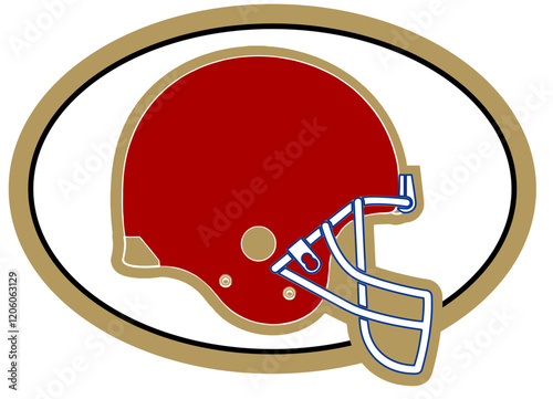 Helmet - Metallic gold and Red football player helmet, sport vector graphics, hockey, for street art - graffiti lettering typography - art illustration - multicolor - writen



