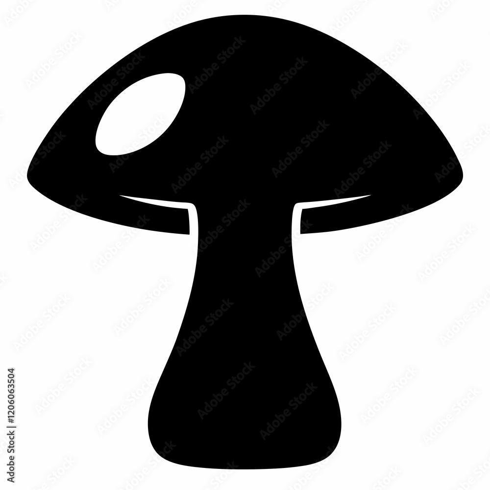 Modern Black Mushroom Silhouette Vector Artwork