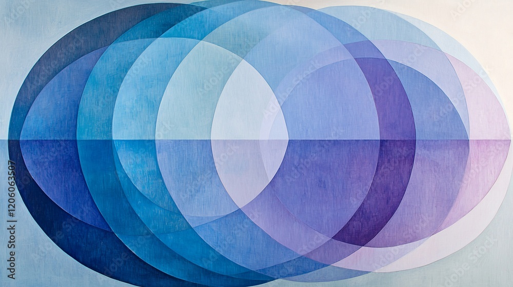 Obraz premium Abstract art with overlapping translucent circles in blue and purple hues.