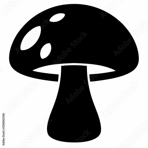 Modern Black Mushroom Silhouette Vector Artwork