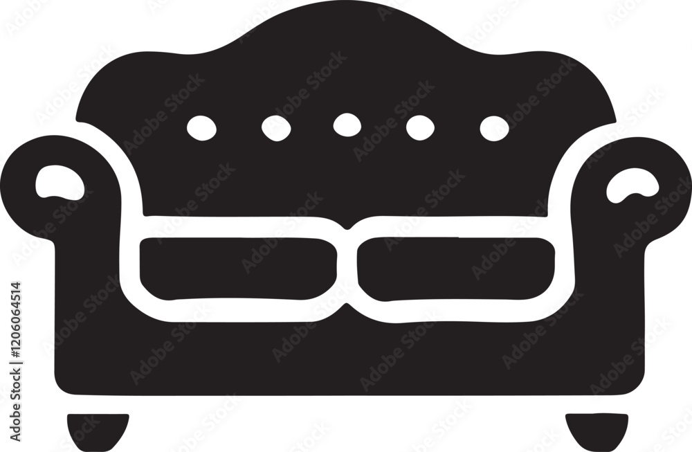 Sofa icon silhouette vector with white background Sofa icon silhouette vector with white background