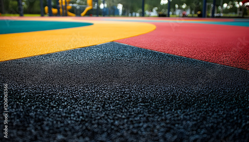 Safe gym design: robust rubber flooring in modern sports facilities, engineered to minimize injury risk during workouts. AI Generated