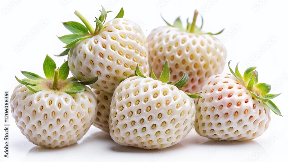 Isolated White Pineberries on White Background - Night Photography Stock Photo Isolated White Pineberries on White Background - Night Photography Stock Photo