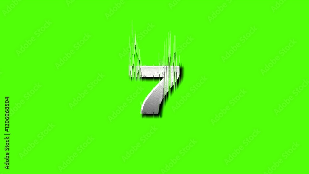 Metallic letters countdown on green screen background
