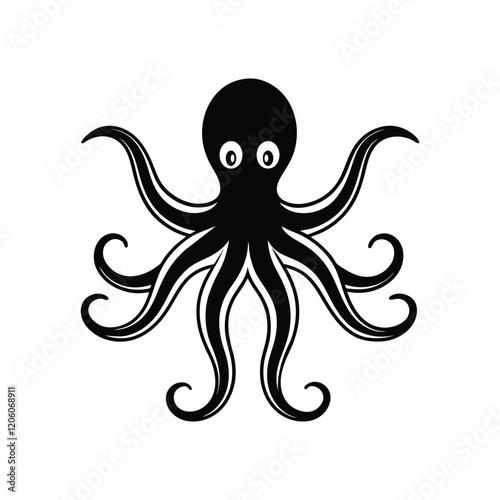 Adorable octopus silhouette vector Design