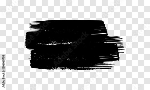 Black brush stroke on transparent background