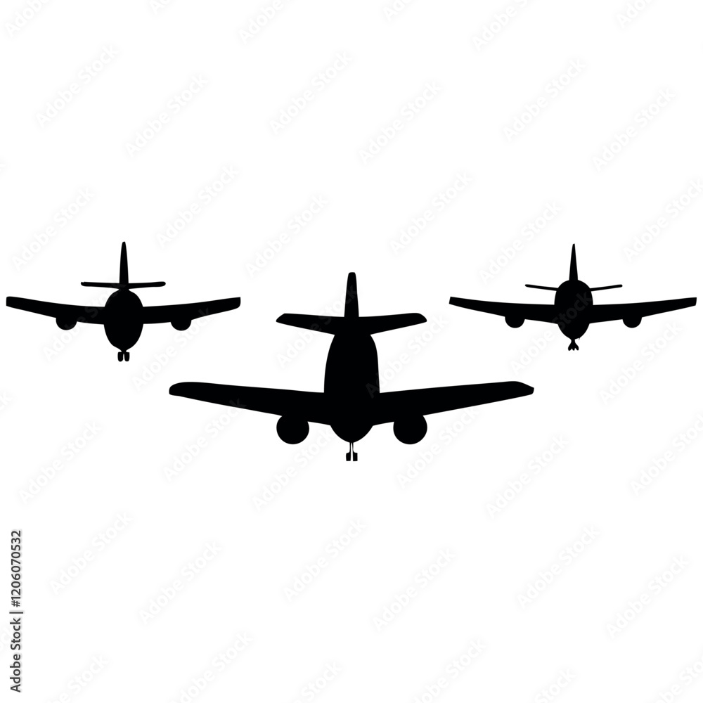 Plane icon set, plane silhouette vector, Airplane icon vector, Flight transport symbol. Plane icon set, plane silhouette vector, Airplane icon vector, Flight transport symbol.