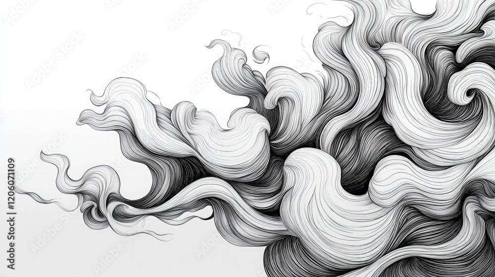 Mesmerizing Abstract Artwork Featuring Intertwined Wave Lines and Whimsical Doodles Mesmerizing Abstract Artwork Featuring Intertwined Wave Lines and Whimsical Doodles