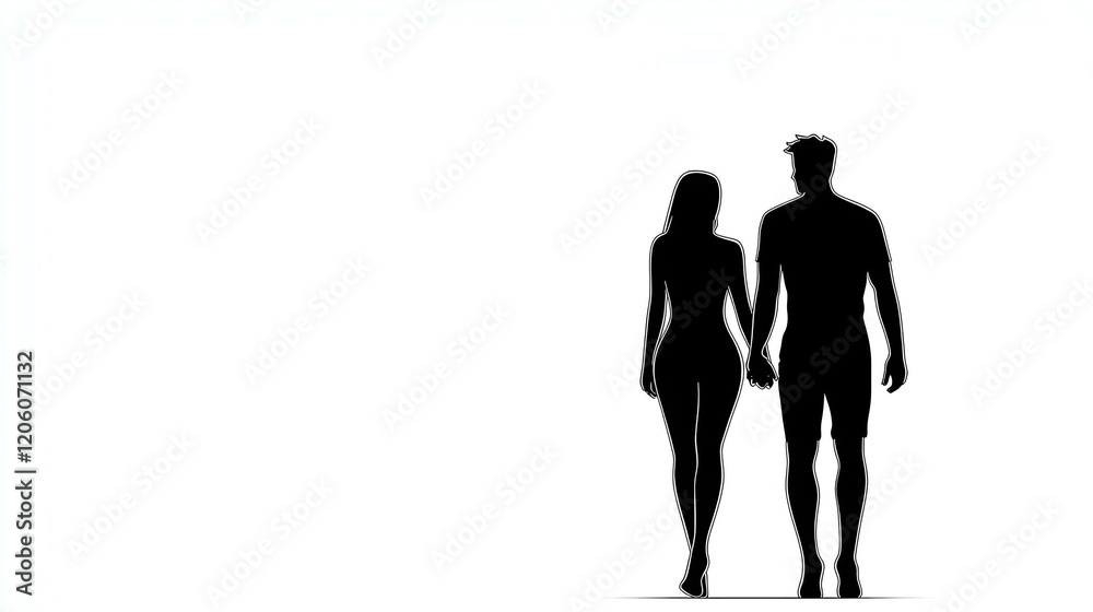 Minimalist Line Art of a Couple Holding Hands, a simple yet profound representation of love and connection through elegant, flowing lines. Minimalist Line Art of a Couple Holding Hands, a simple yet profound representation of love and connection through elegant, flowing lines.