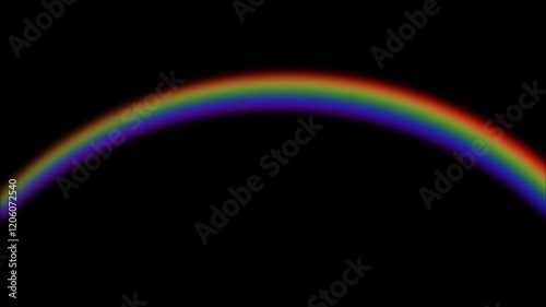 Visual effect of the appearance of a rainbow on a aplha channel. 4K colorful line with transparent black background