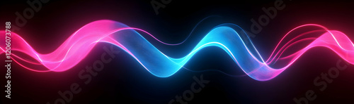 Sleek high-speed neon light trails in pink and blue symbolizing technology and connection AI Generated