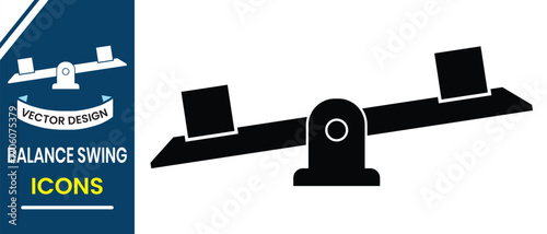 Balance swing icon, Seesaw icon, vector illustration.  Equal and unequal weight, balanced and unbalanced sign and symbol design. Silhouette of balance, seesaw, childhood memoirs Vector illustration.