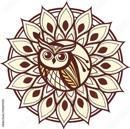 owl-eye-mandala An intricate mandala with symmetrical patterns, perfect for art, décor, and meditation projectile