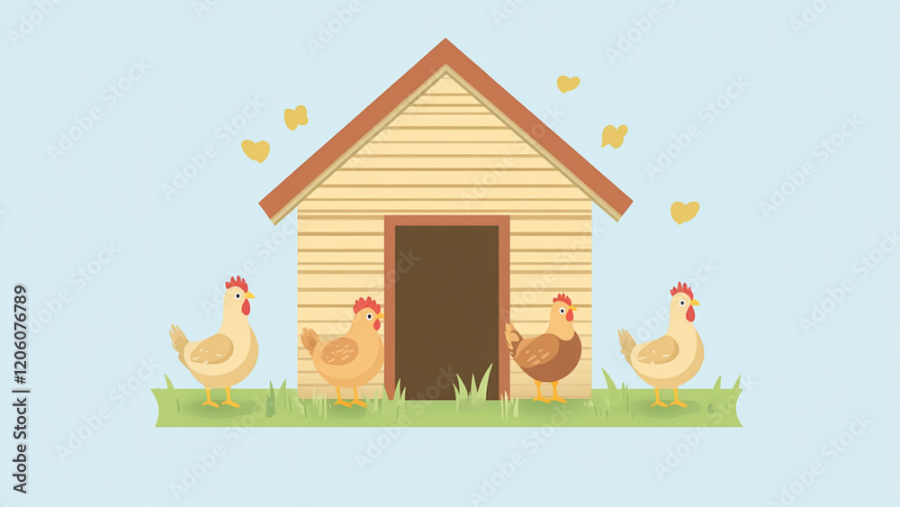 Fototapeta premium Chicken coop with hens