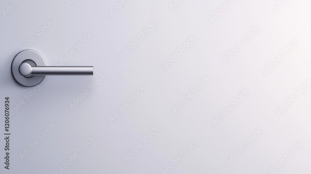 Modern Door Handle on Minimalist Smooth Surface Background Modern Door Handle on Minimalist Smooth Surface Background